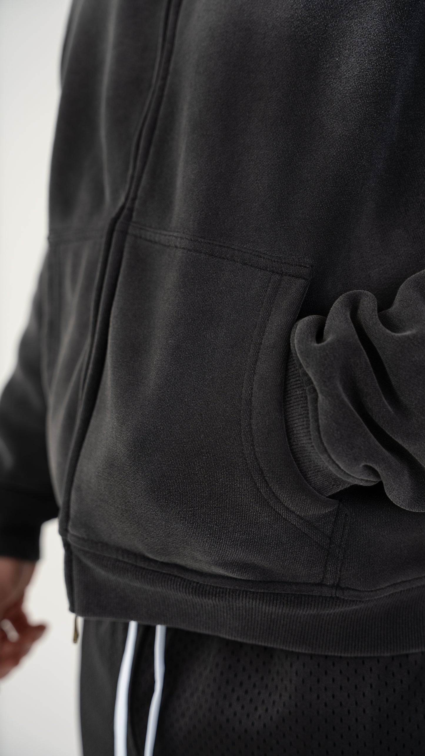 Sunfade Two-way Zipper Boxy Fleece Hoodie