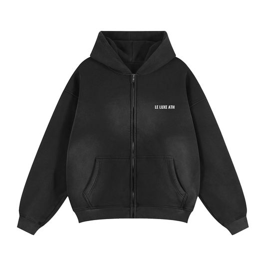 Sunfade Two-way Zipper Boxy Fleece Hoodie